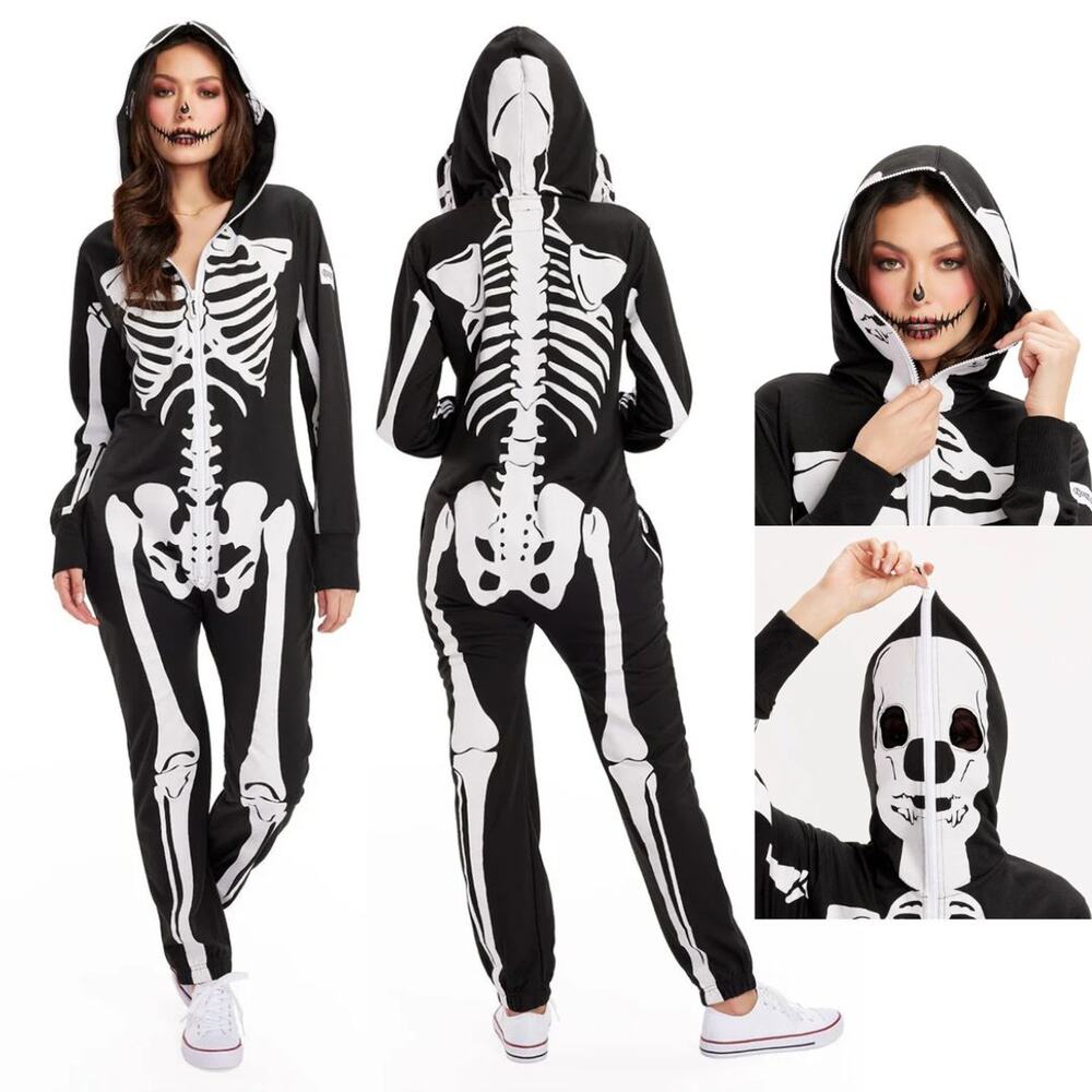 Tipsy Elves Black & White Skeleton Jumpsuit Onesie